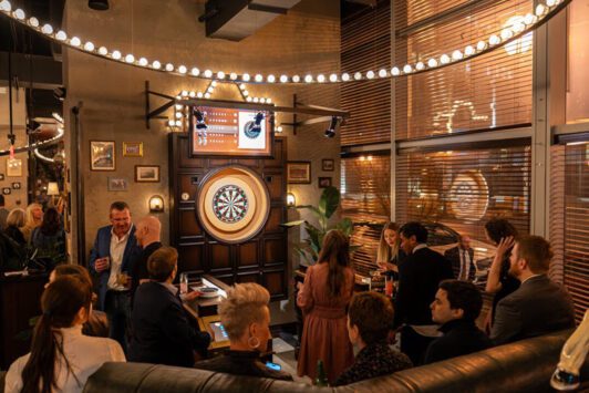 Patrons enjoy tech-enabled Social Darts® at Flight Club Clayton.
