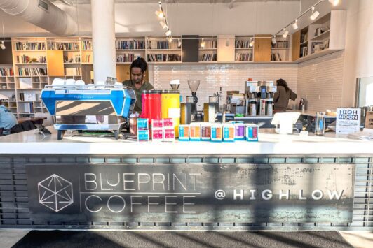 High Low is a literary café that revolves around a 600-square-foot gallery space.