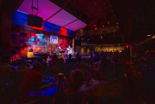 A band plays to the crowd at Jazz St. Louis.