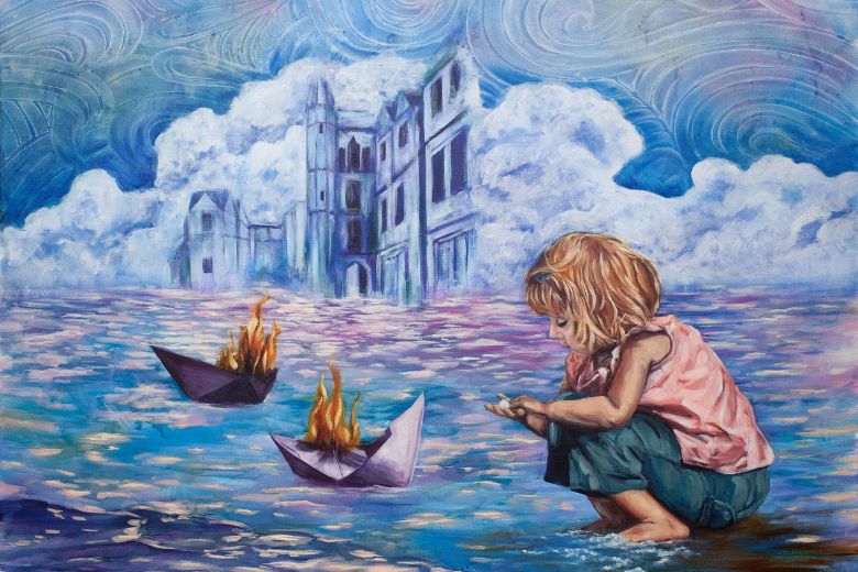 This whimsical painting was exhibited at the St. Louis Artists' Guild.