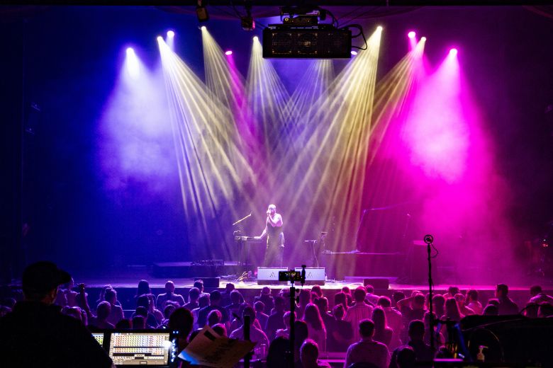 A musician performs for a sold-out crowd at The Pageant.